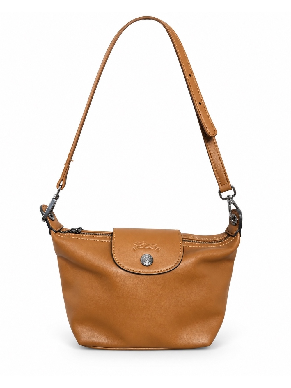 Longchamp Le Pliage Cuir XS Cognac Leather Crossbody Bag